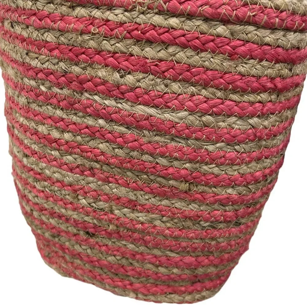NWT Nanette Lepore Clemintine Jute Bucket Shoulder Bag Berry Coral